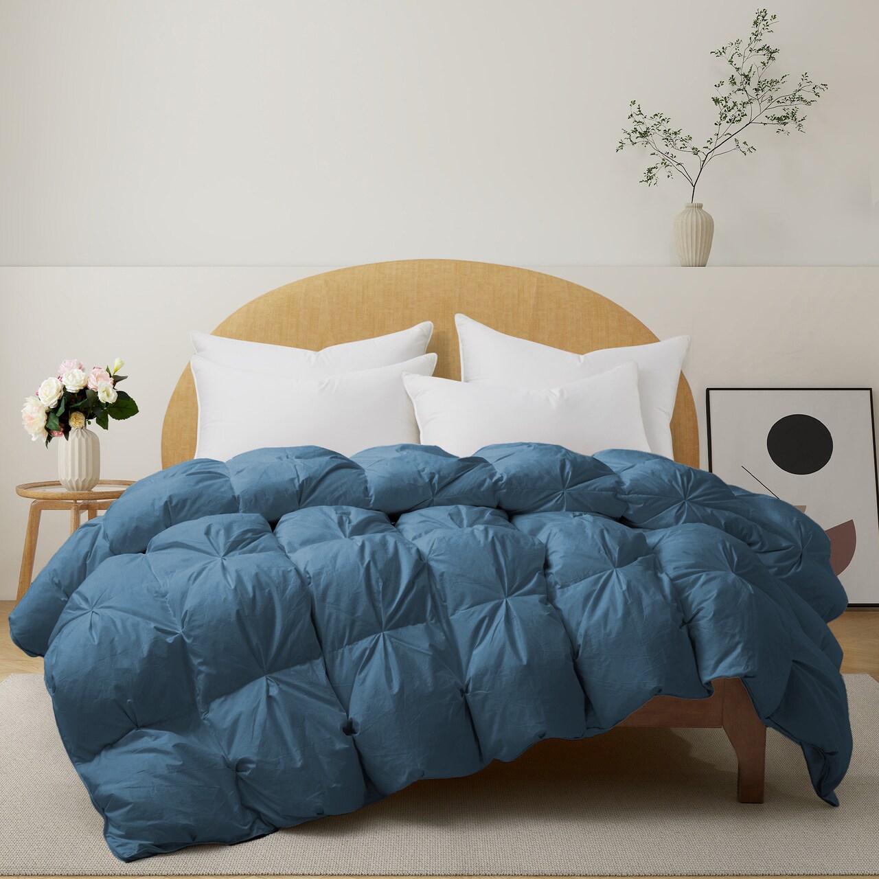 Peace Nest Goose Down Feather Comforter Duvet Insert - All Season Bedding Comforter With Corner Tabs - Fluffy Soft Goose